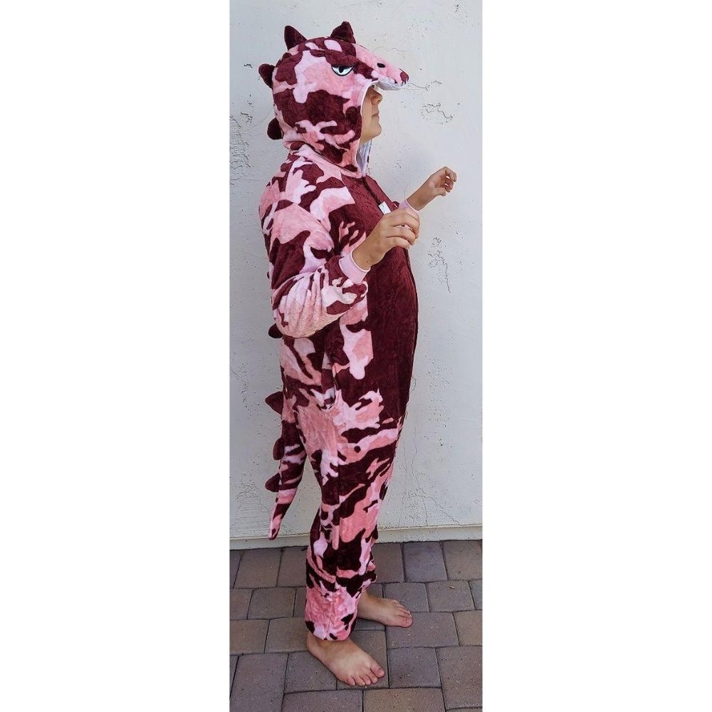 Costume Pajama M Pink/Maroon Dinosaur-M10